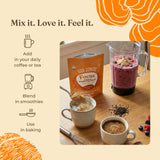 Four Sigmatic Focus Blend Mushroom Powder in a bowl with ingredients