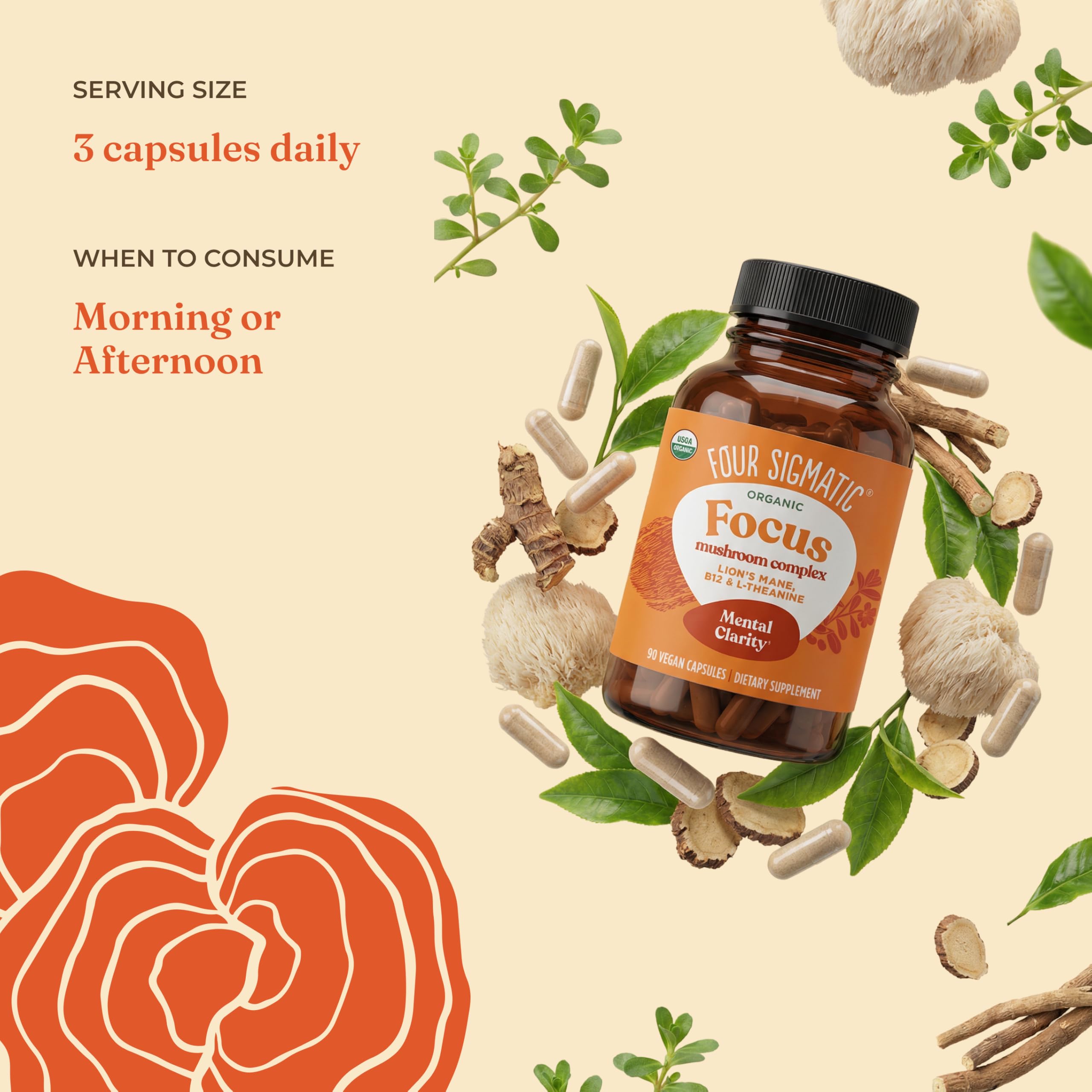 Four Sigmatic Focus Capsules with Lion's Mane and adaptogens