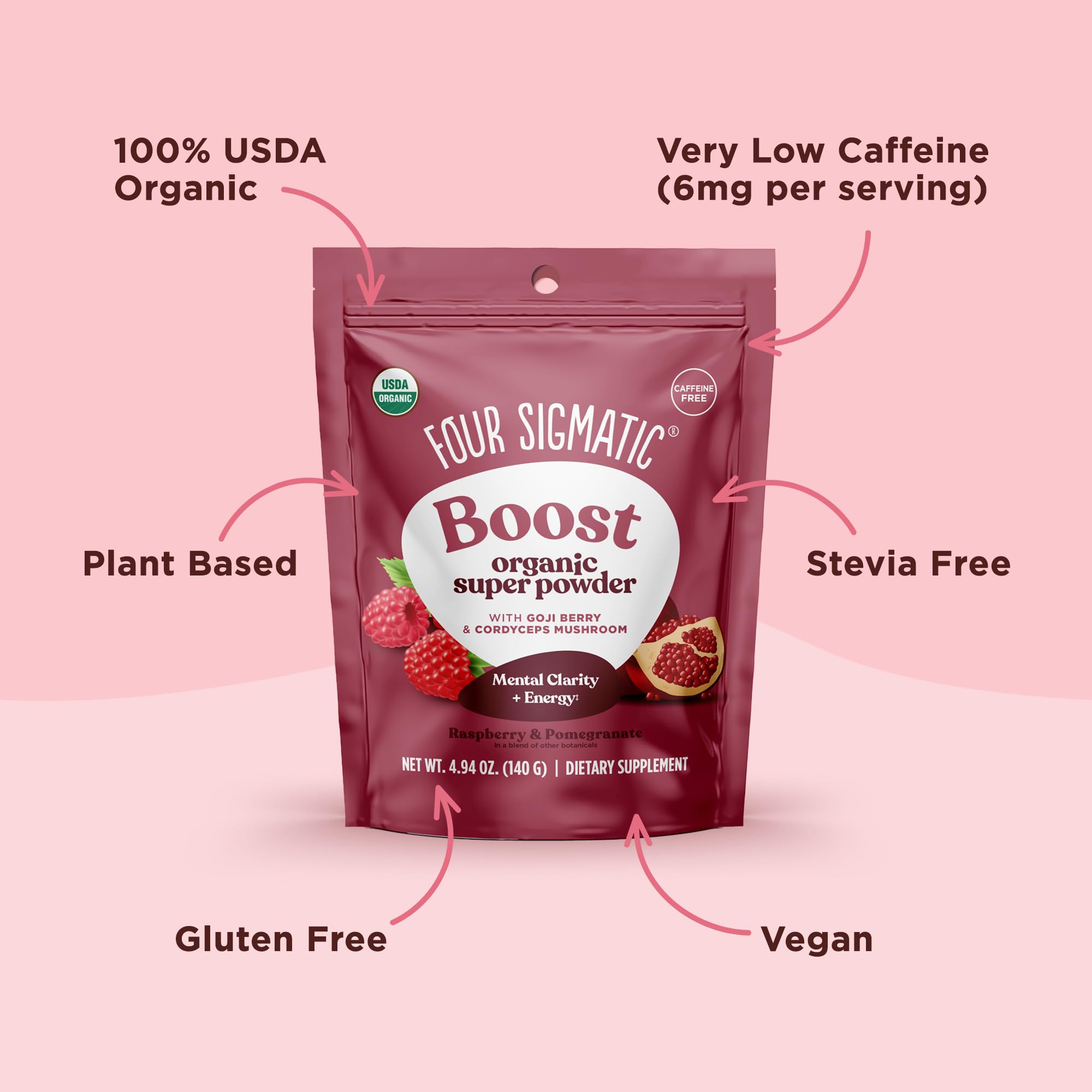 Four Sigmatic Perform Super Powder 140g scoop and powder