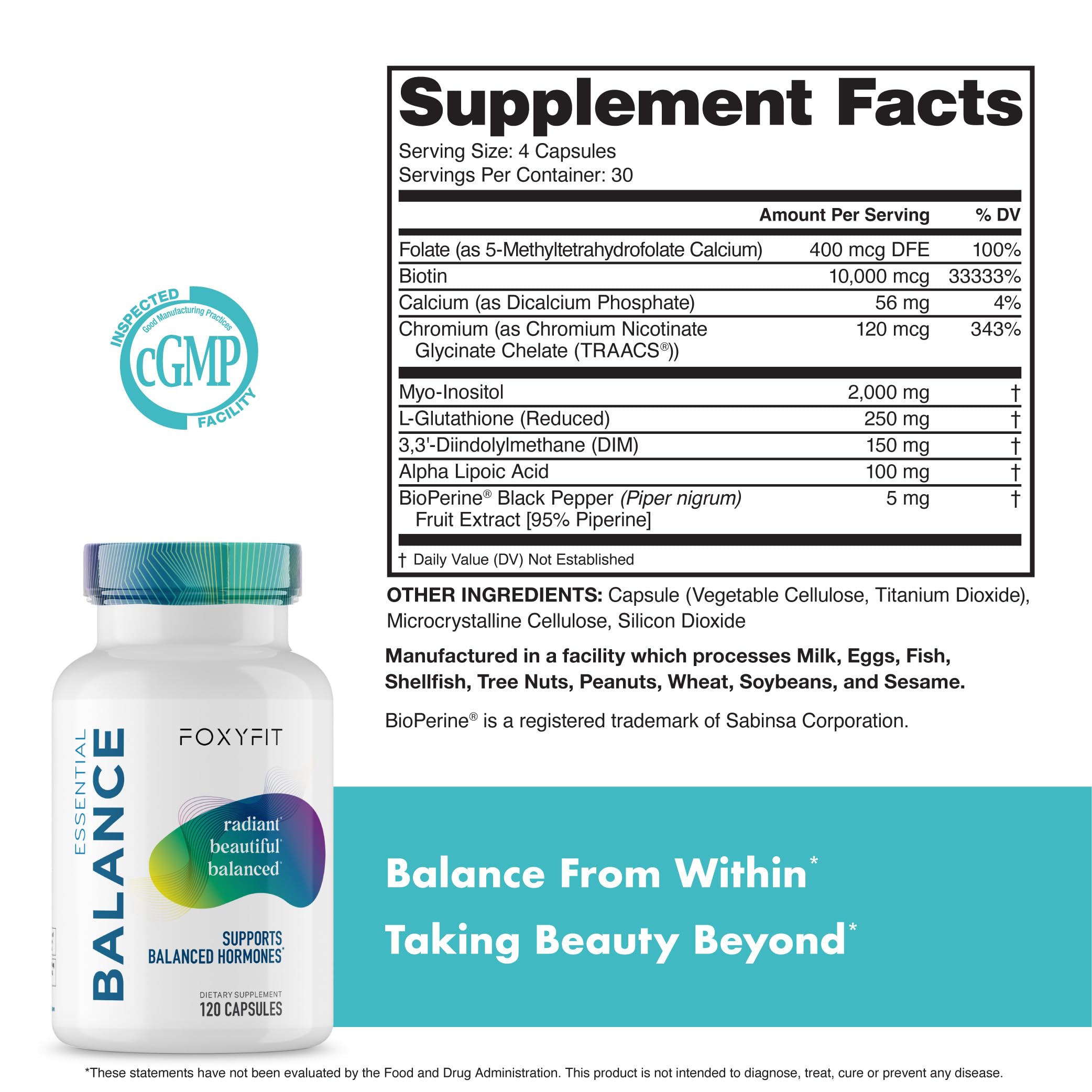 FoxyFit Essential Balance supplement close-up of capsules