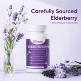 FQMUEV Organic Black Elderberry Capsules lifestyle scene with fruits