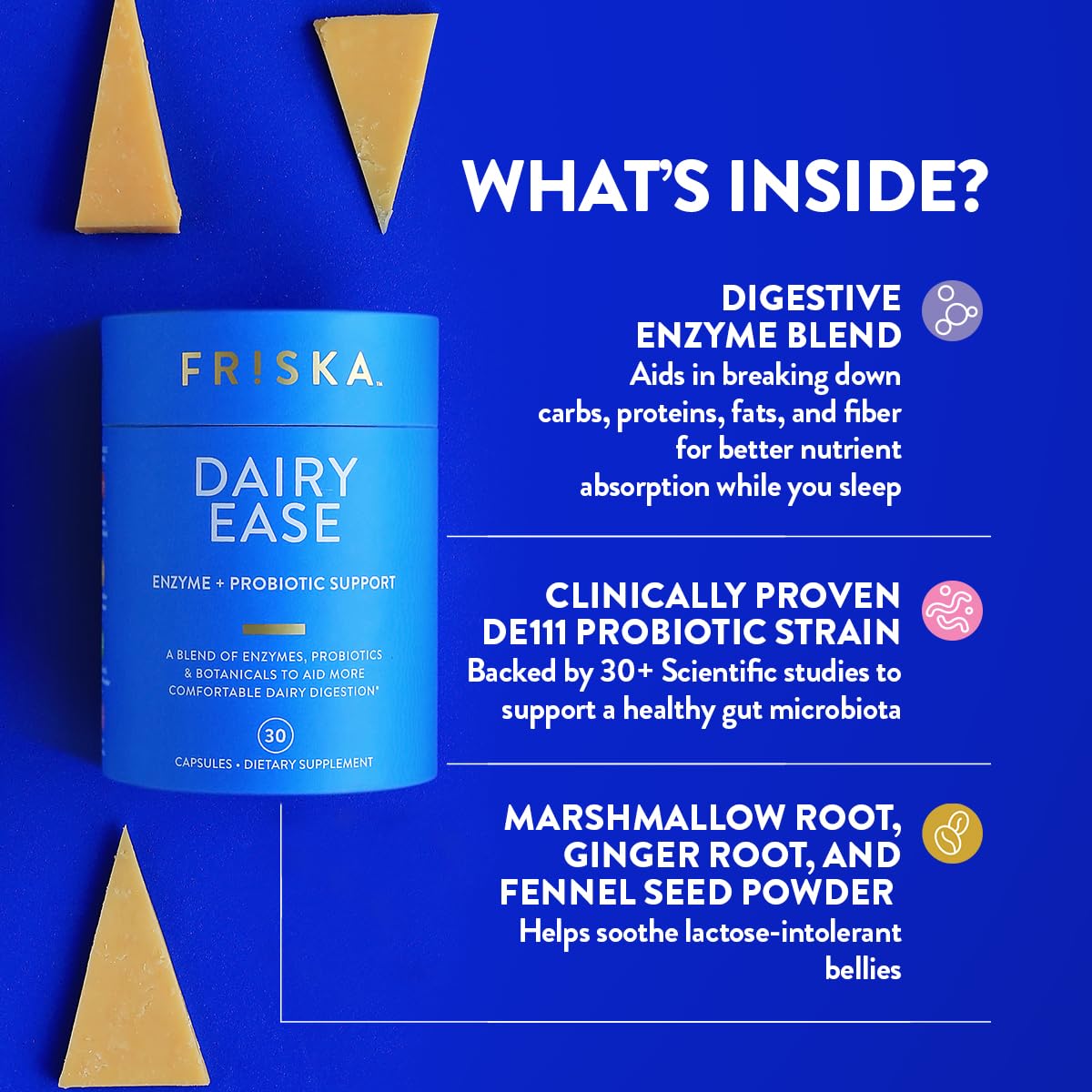 FR!SKA Dairylytic Multi-Enzyme Capsules side view showing label