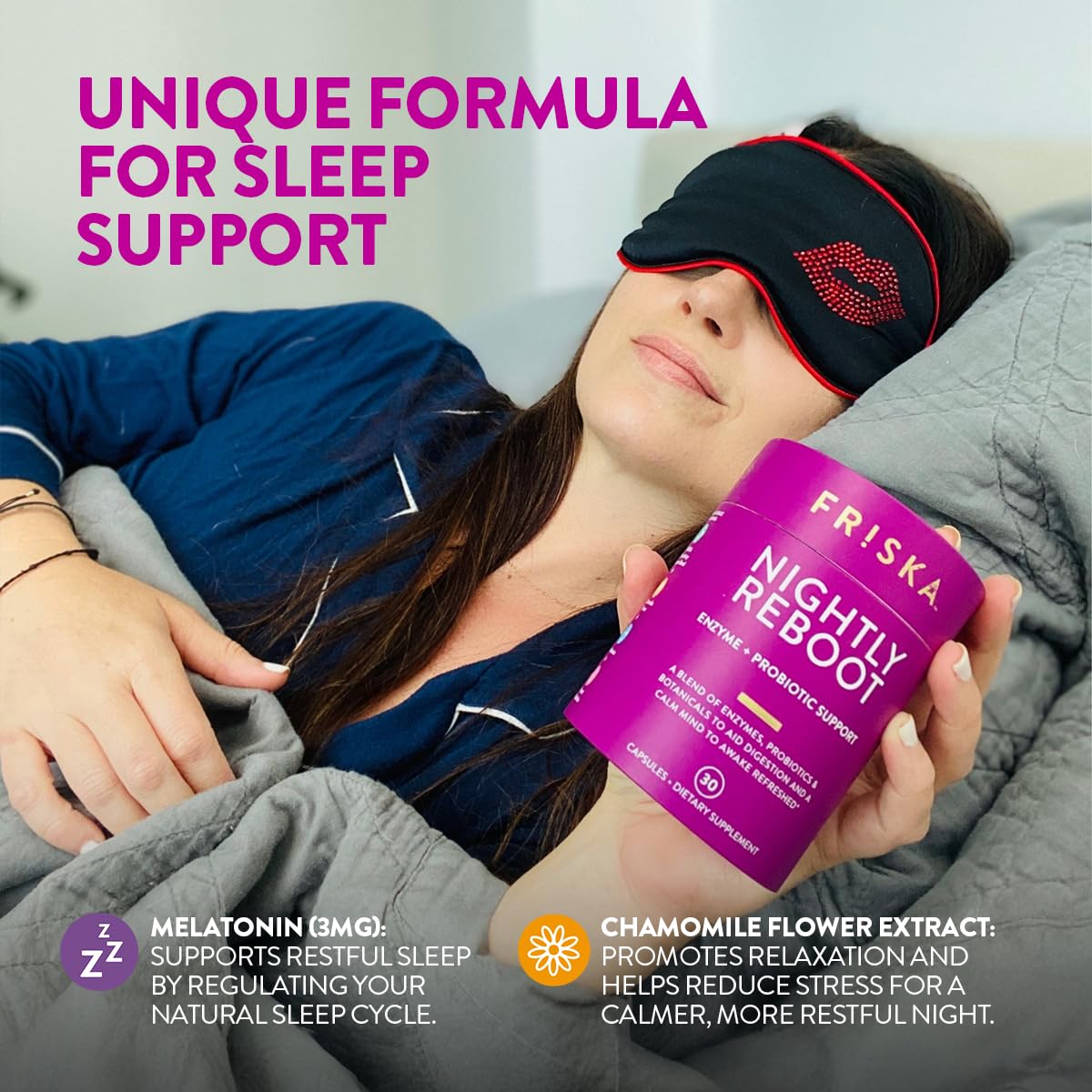 FR!SKA Nightly Reboot Sleep Supplement 140g capsule close-up