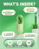 Fravonique Moringa Capsules 800mg back view with ingredients