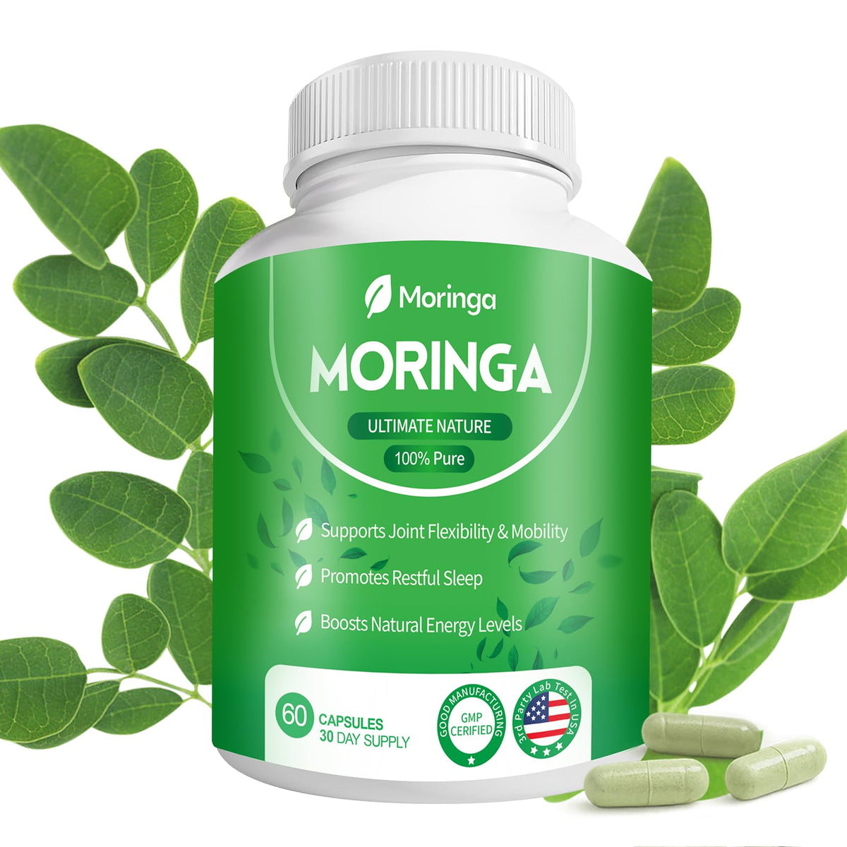 Fravonique Moringa Capsules 800mg front view bottle