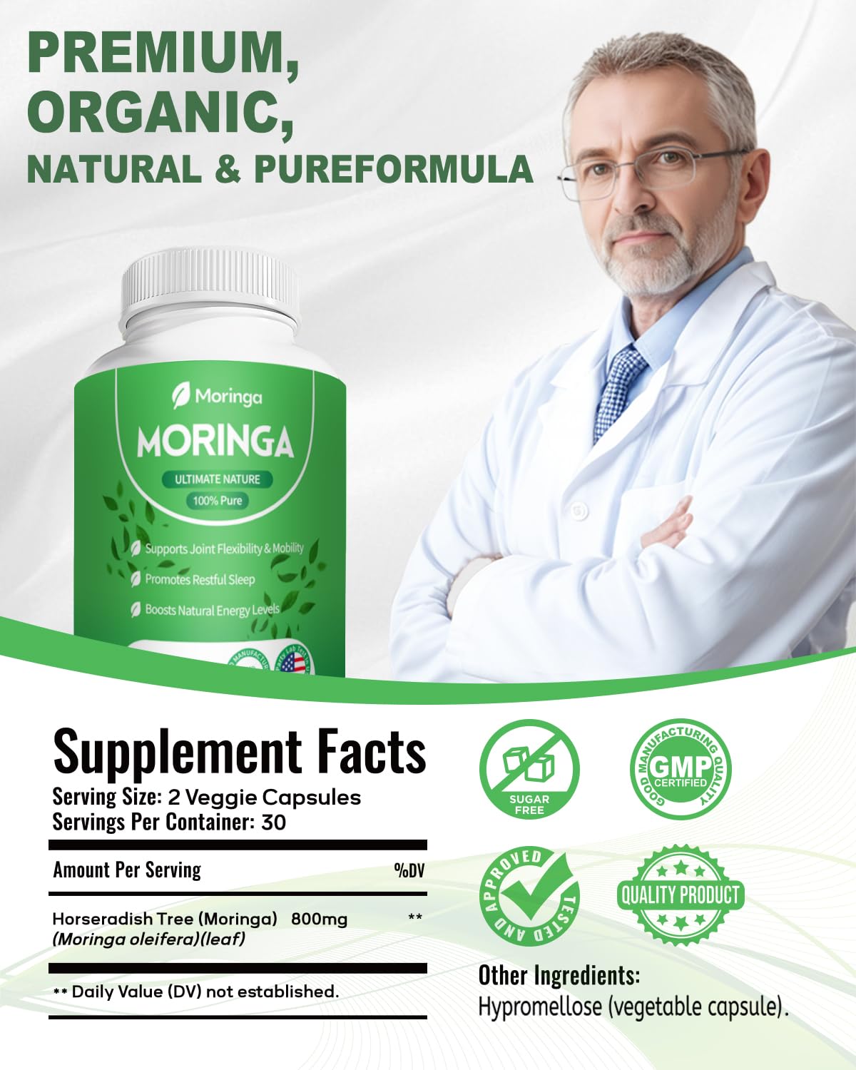 Fravonique Moringa Capsules 800mg packaging details