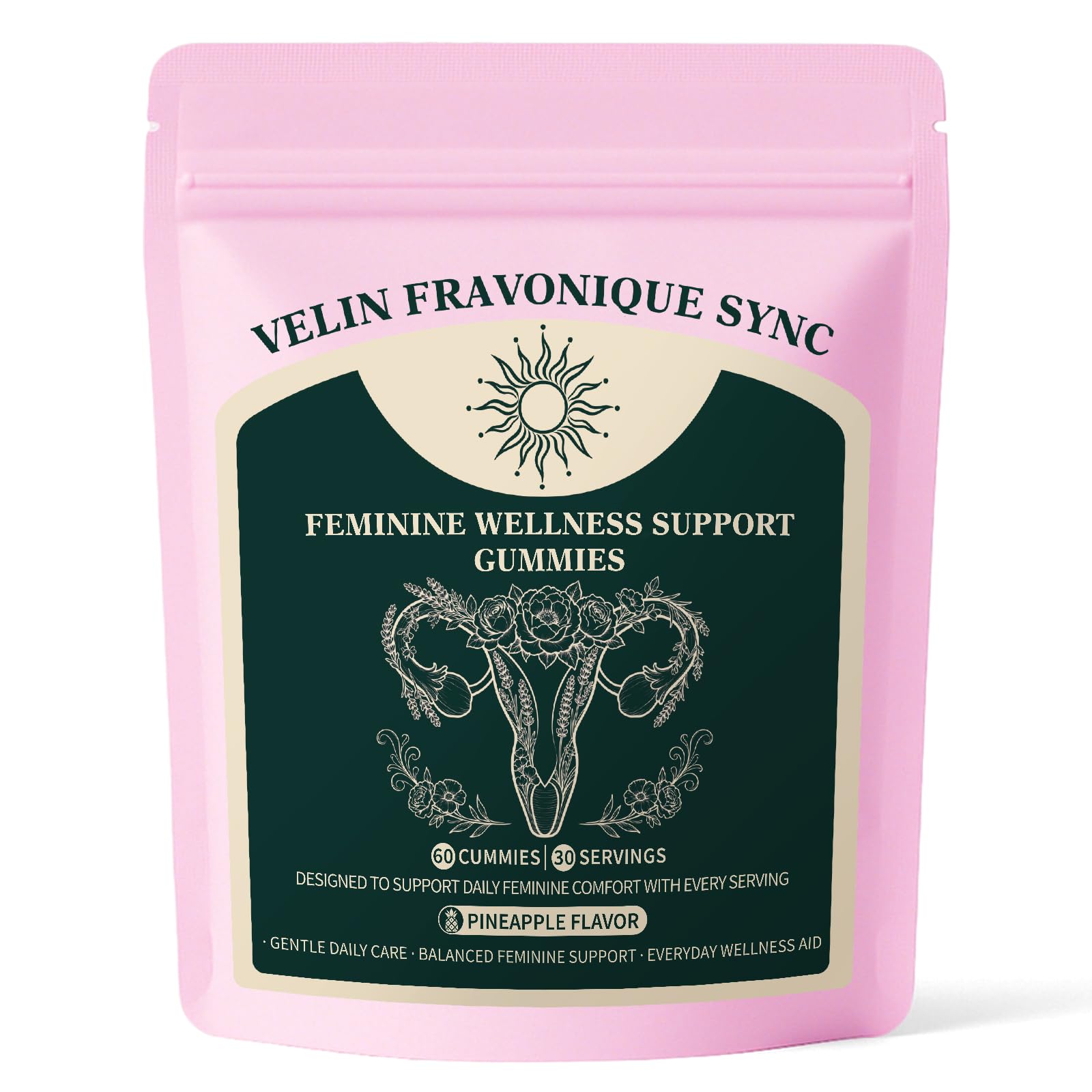 Fravonique Women's Wellness Gummies jar with lid open