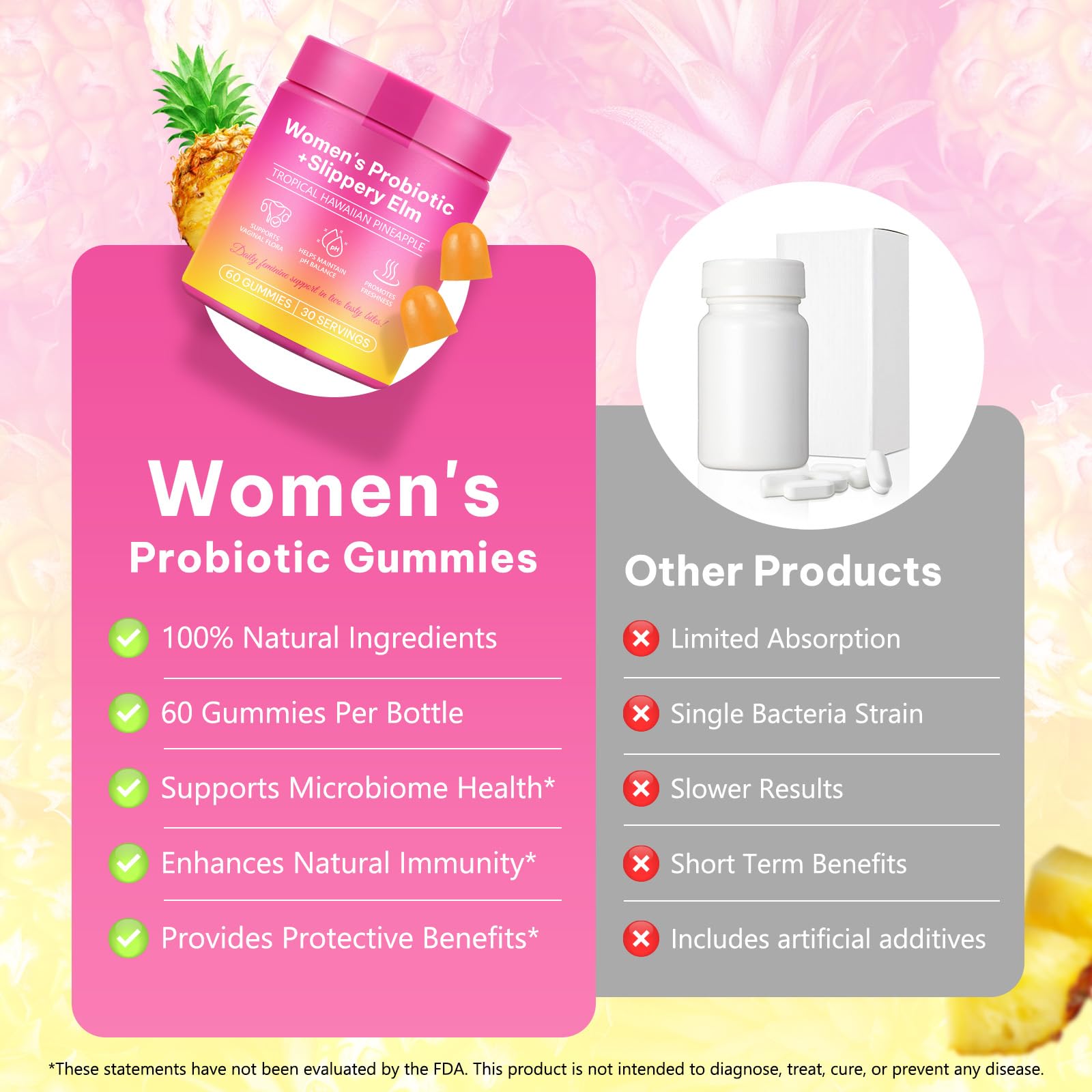 FRDUGA Women's Probiotic Gummies bottle side view