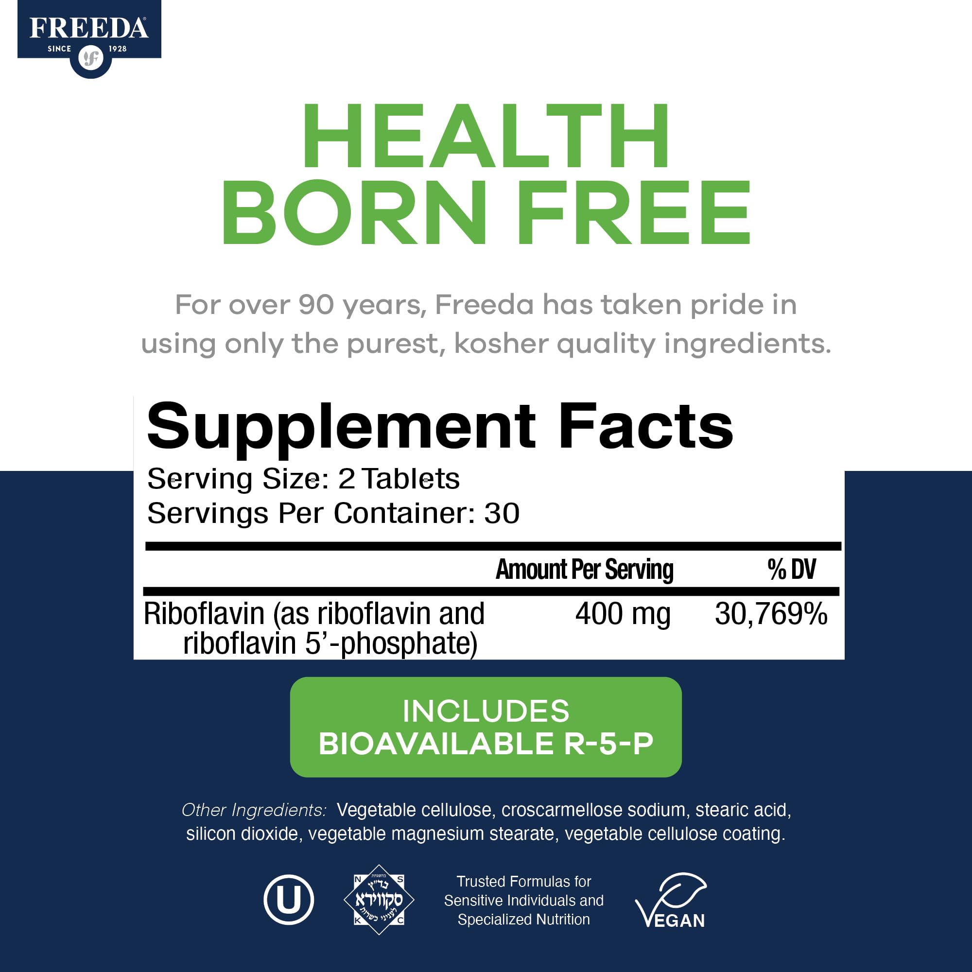 FREEDA B2 (Riboflavin) tablets close-up