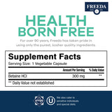 FREEDA Betaine HCl Multi-Enzyme Supplement back view