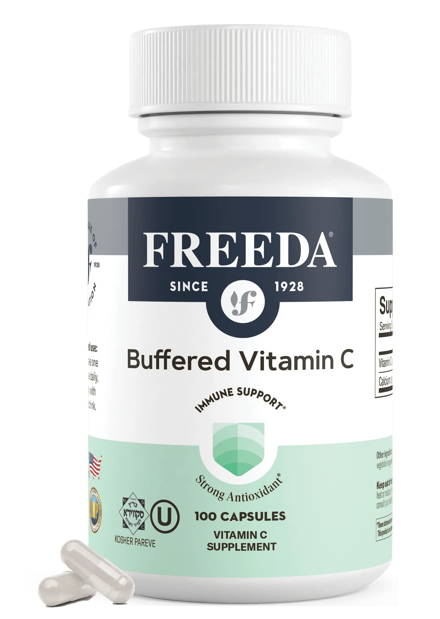 FREEDA Buffered Vitamin C 500mg capsules front view