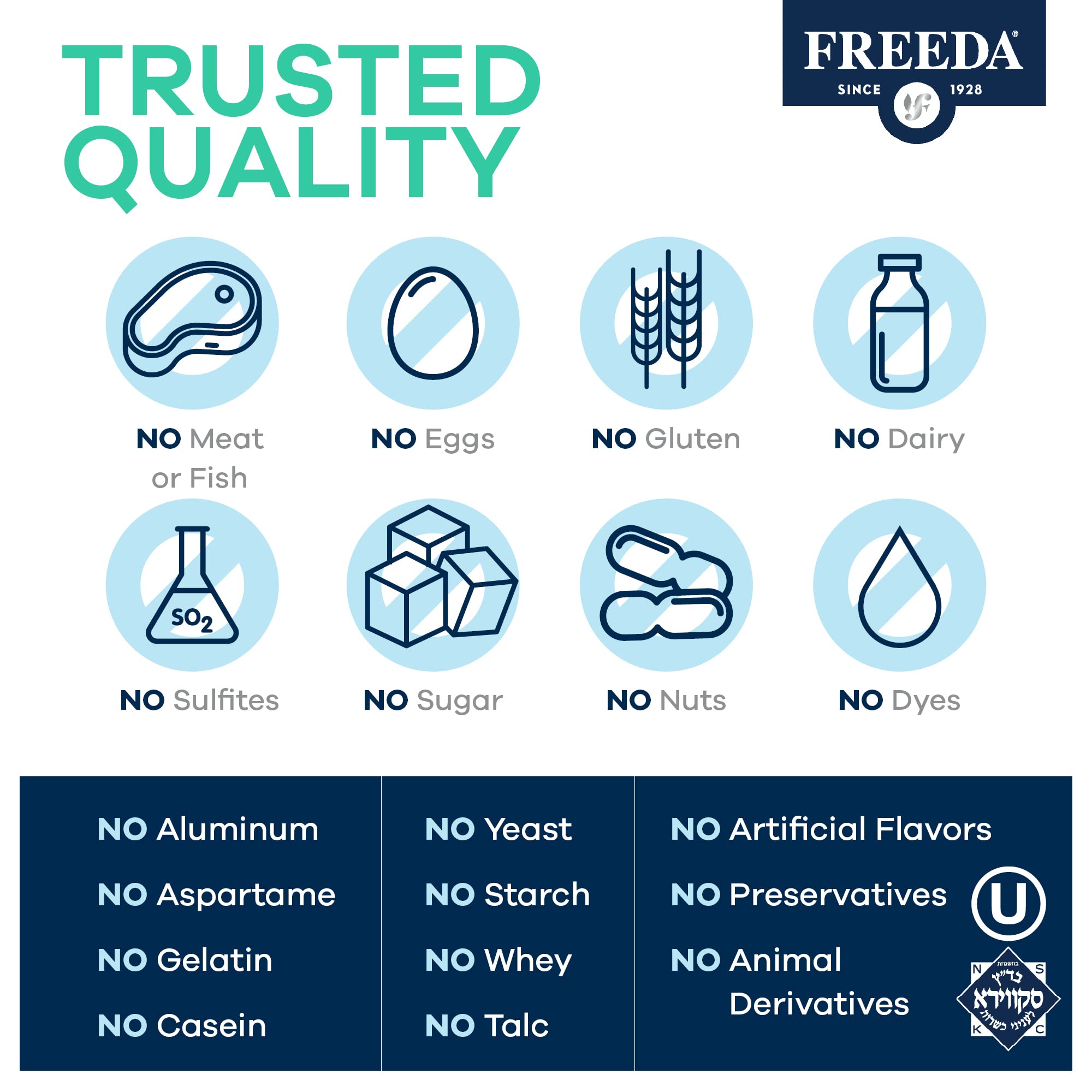 FREEDA Buffered Vitamin C 500mg capsules with a measuring spoon