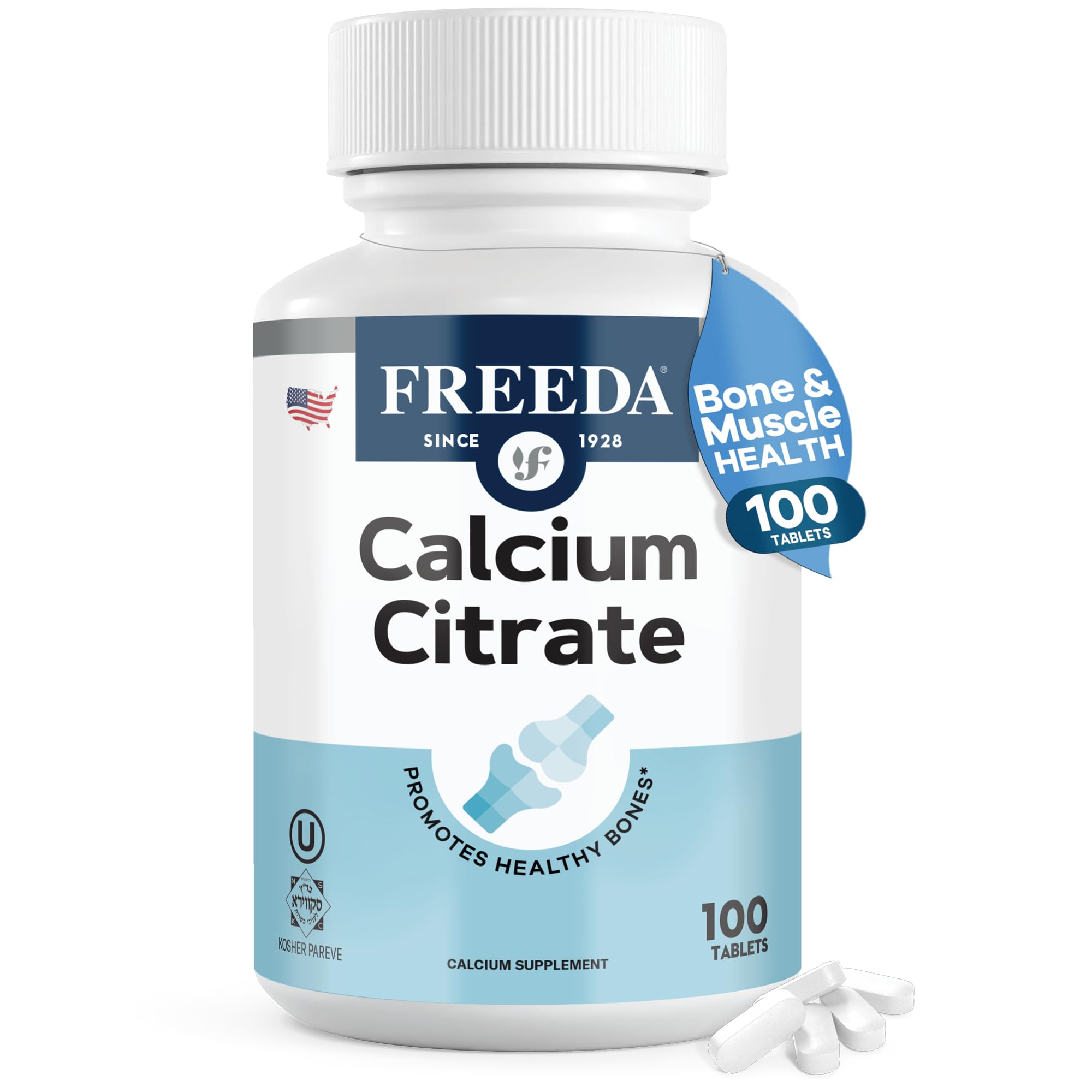 FREEDA Calcium Citrate 1000mg supplement front view