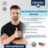 FREEDA Calcium Gluconate 109g back view with ingredients