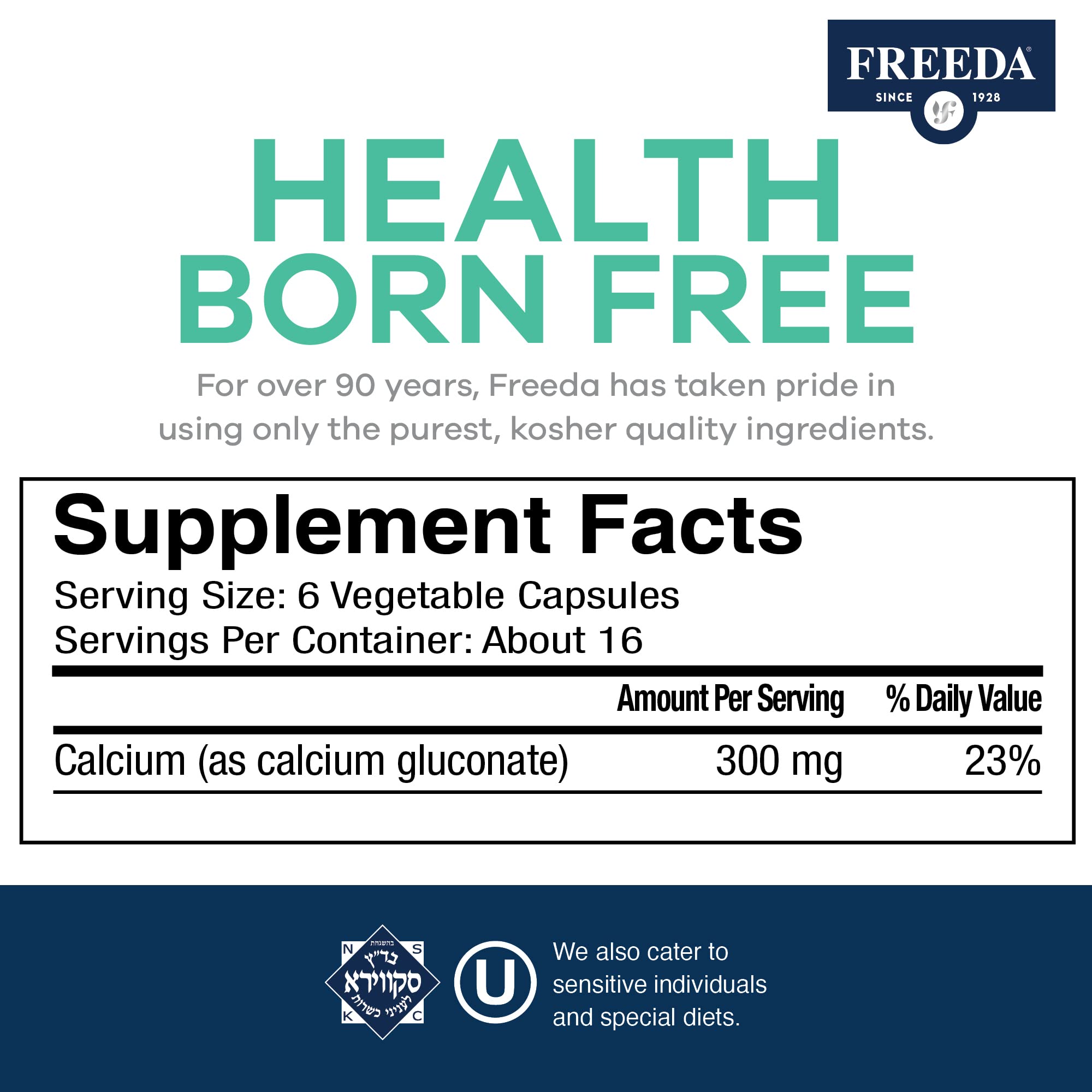 FREEDA Calcium Gluconate 109g side view