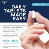 FREEDA Calcium Tablets 600mg back view with ingredient list