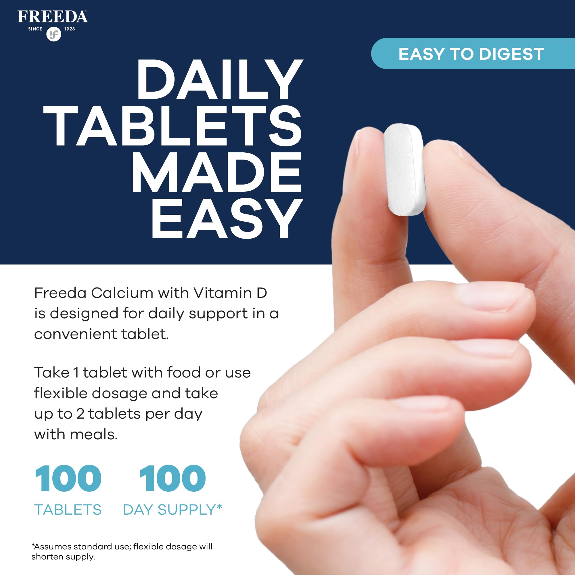 FREEDA Calcium with Vitamin D3 600mg 400IU supplement packaging