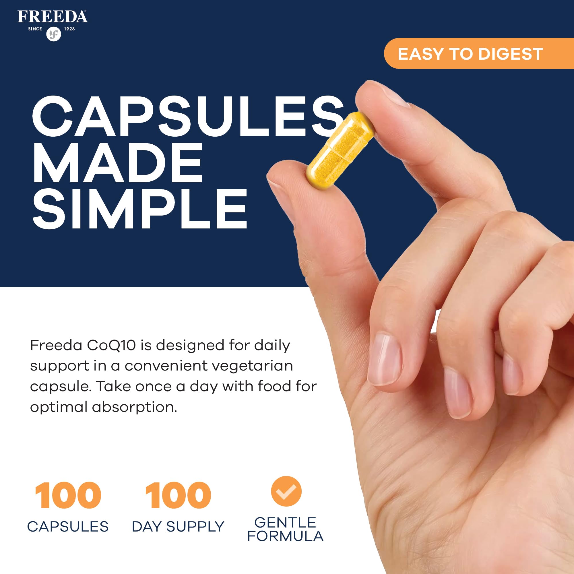 FREEDA CoQ10 100MG vegetarian capsules bottle with label