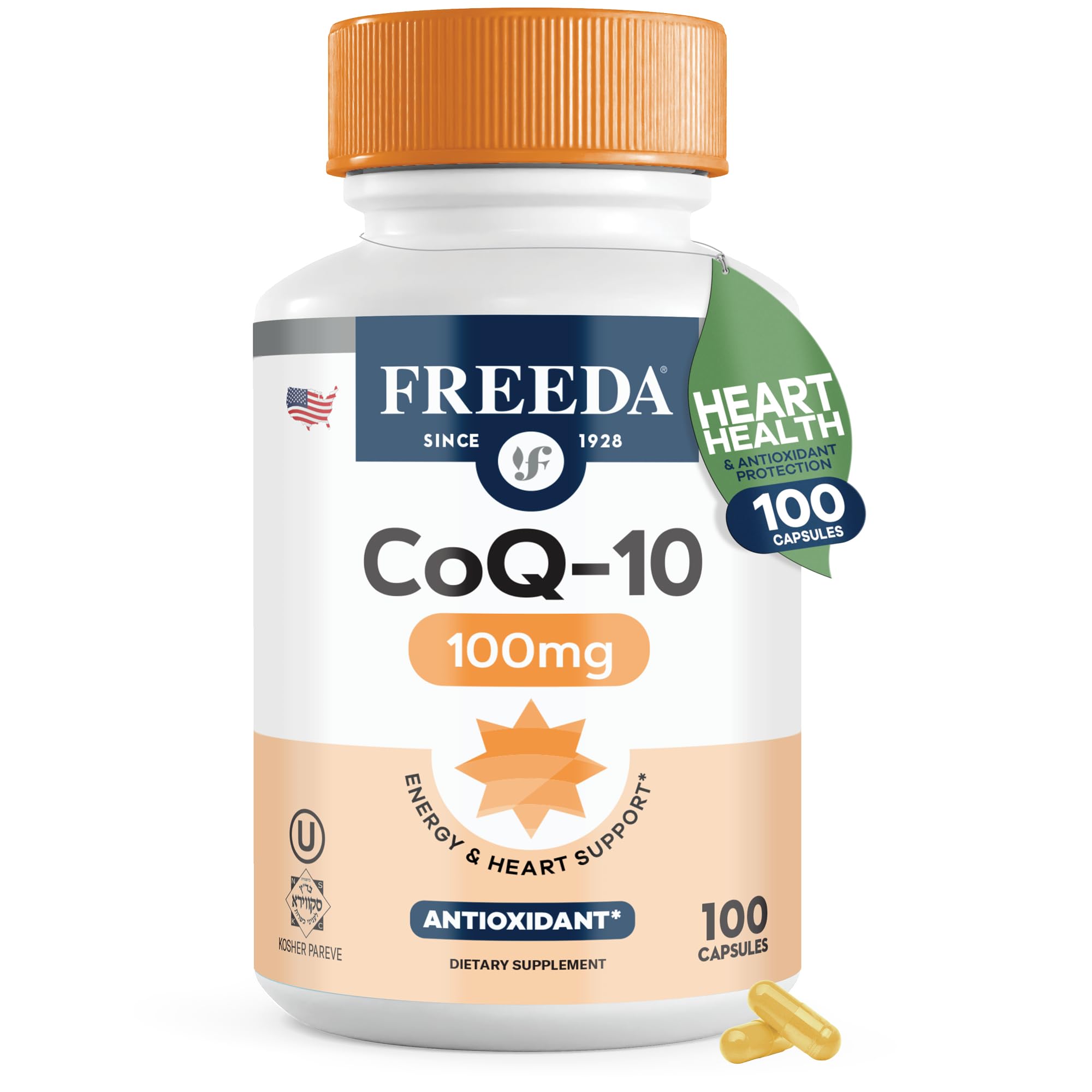 FREEDA CoQ10 100MG vegetarian capsules front view