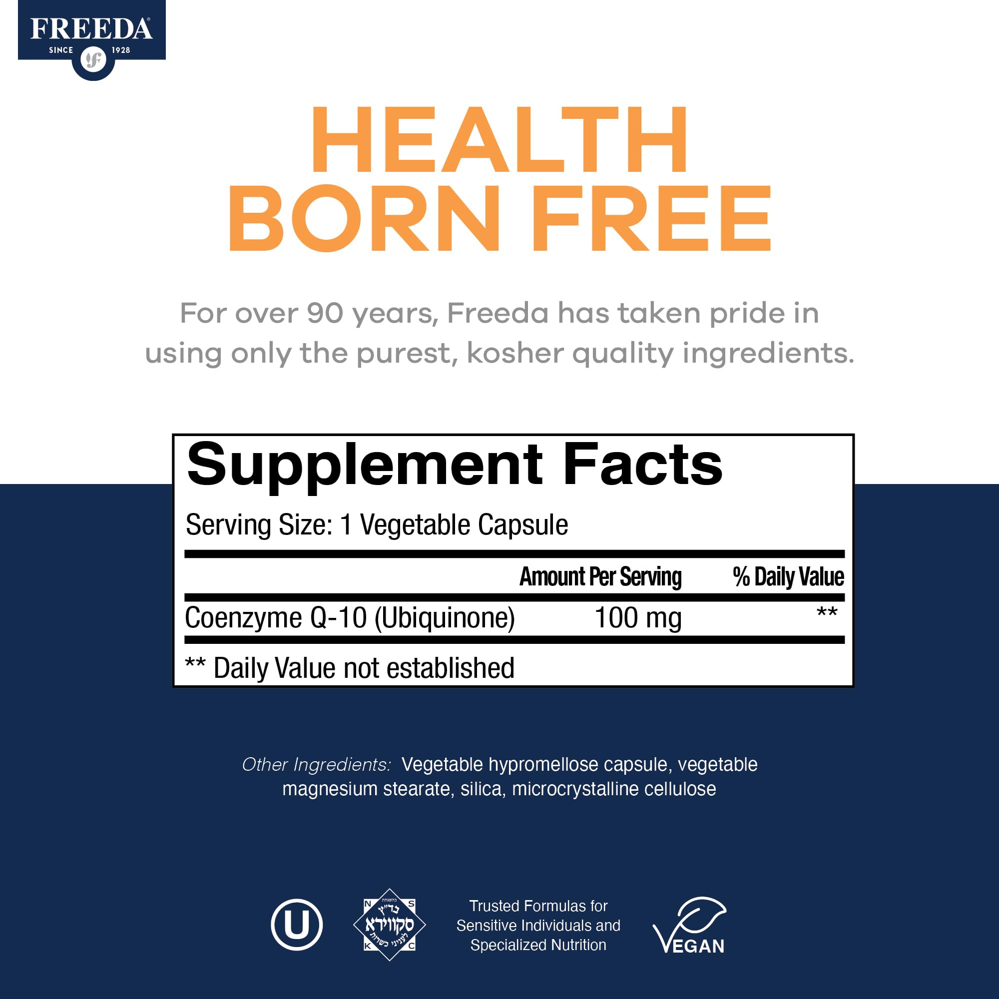 FREEDA CoQ10 100MG vegetarian capsules with measuring spoon