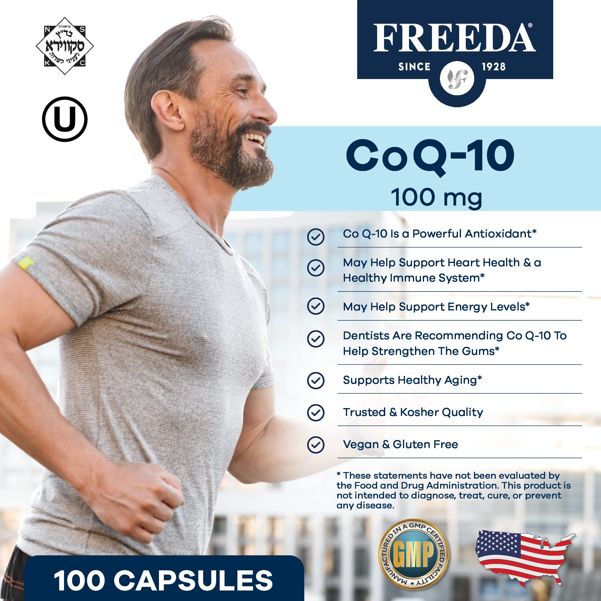 FREEDA CoQ10 100MG vegetarian capsules with other supplements