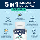 FREEDA Elderberry daily wellness Support Capsules bottle with label