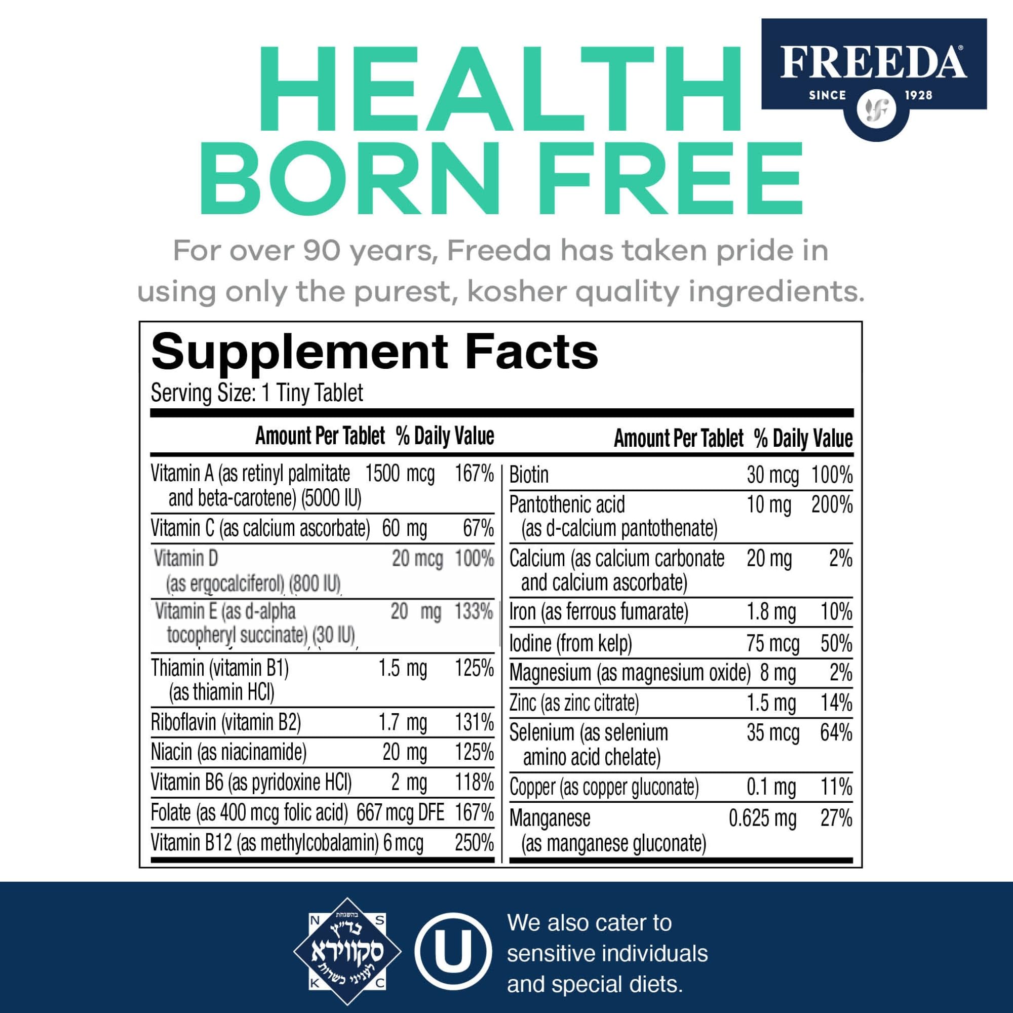 FREEDA Freedavite Moderate Multivitamin capsule close-up