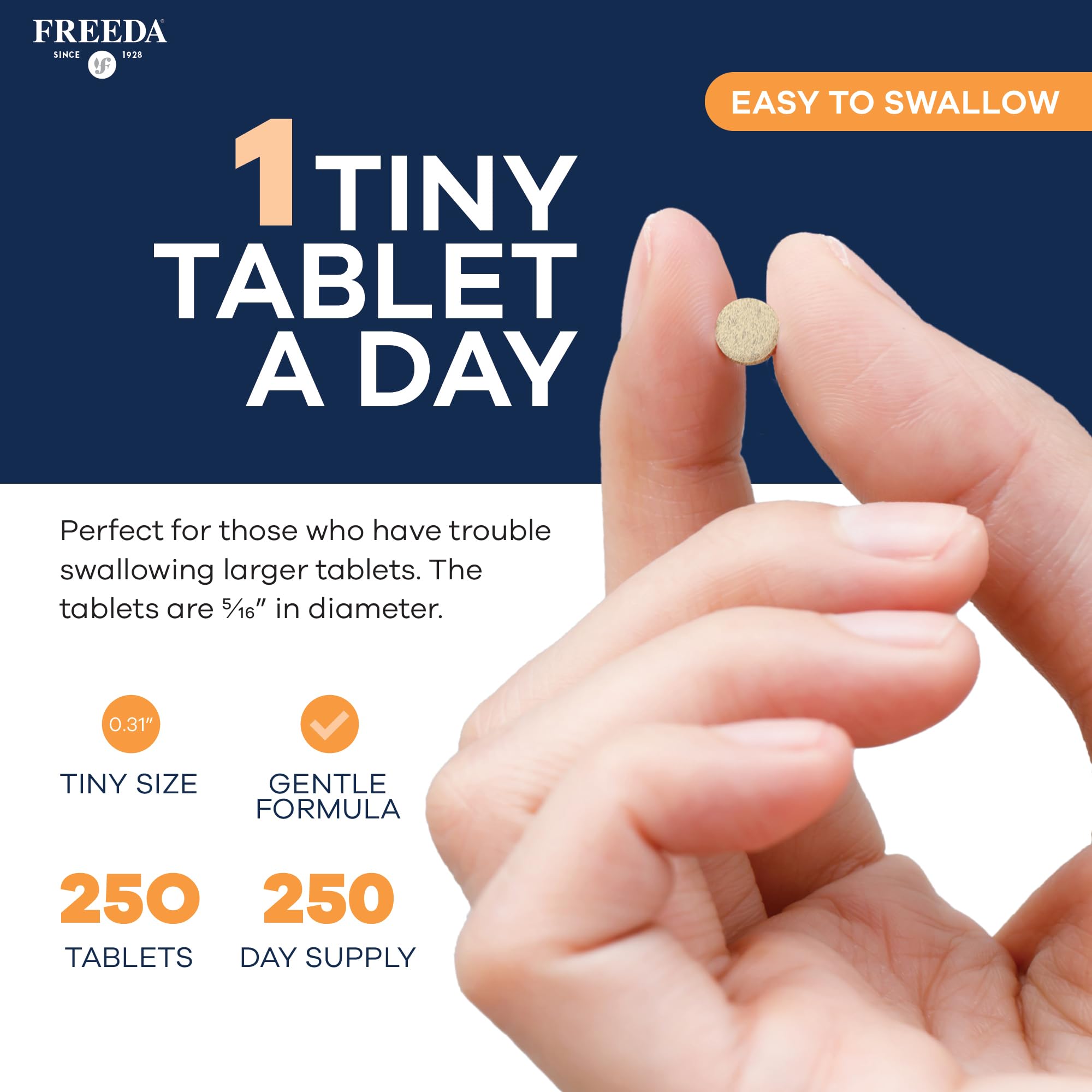FREEDA Iron Supplement 29mg bottle on a wooden table