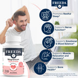 FREEDA Magnesium Bisglycinate Supplement capsules in a bowl
