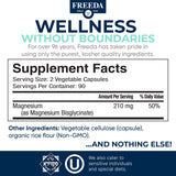 FREEDA Magnesium Bisglycinate Supplement packaging with ingredients