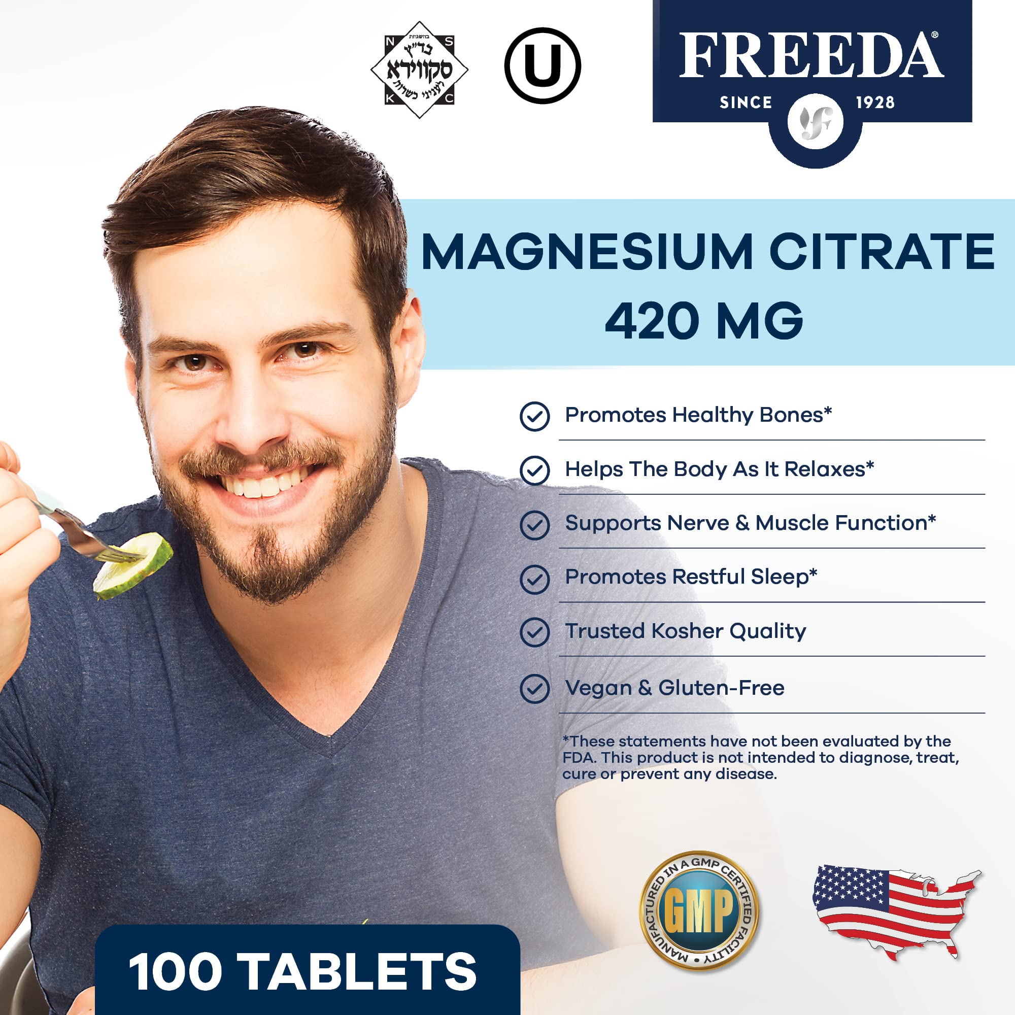 FREEDA Magnesium Citrate Tablets 400mg back view