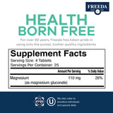 FREEDA Magnesium Gluconate 2000mg vegan tablets packaging