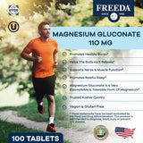 FREEDA Magnesium Gluconate 2000mg vegan tablets side view