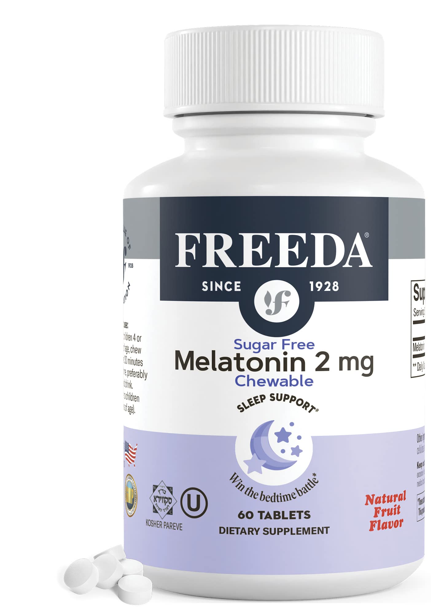 FREEDA Melatonin 2mg Chewable Tablets front view