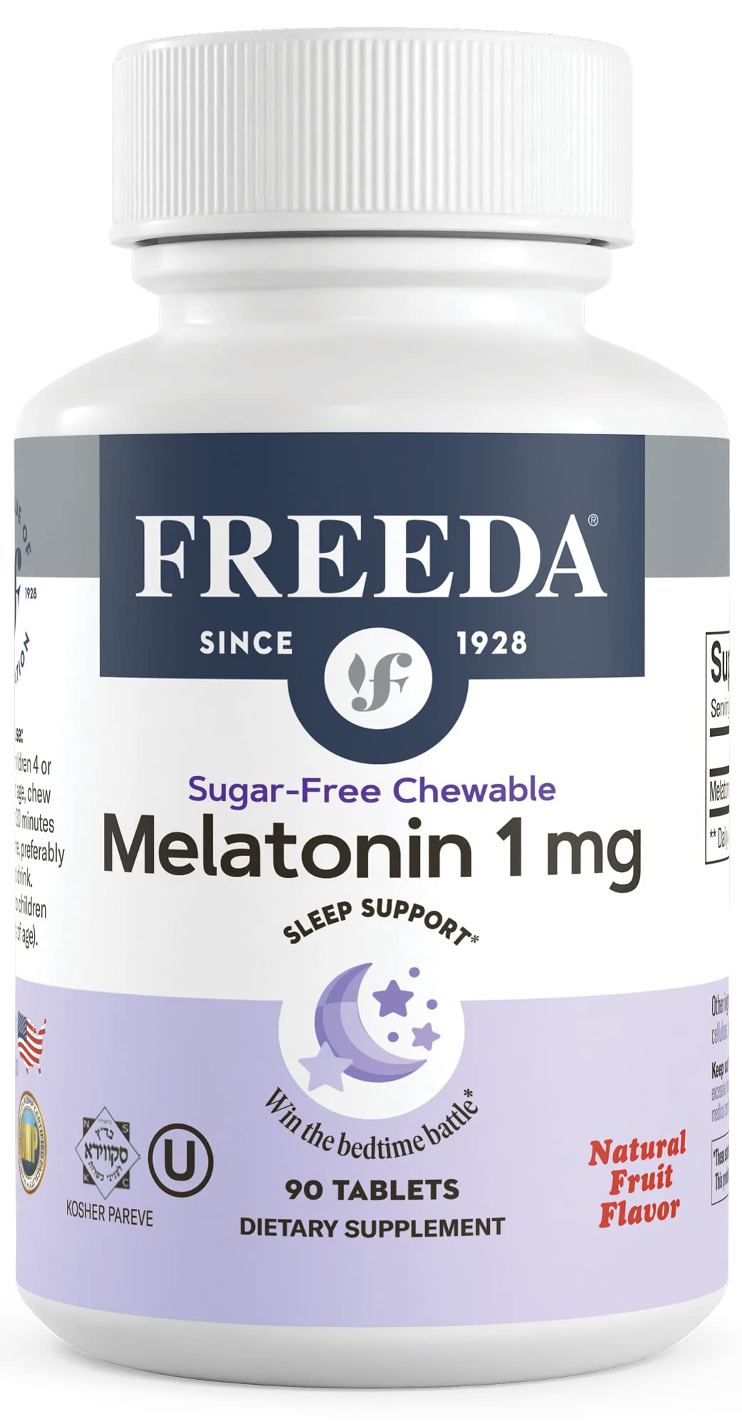 FREEDA Melatonin Chewable Tablets 1mg front view packaging
