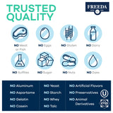 FREEDA Melatonin Chewable Tablets 1mg with a fruit background