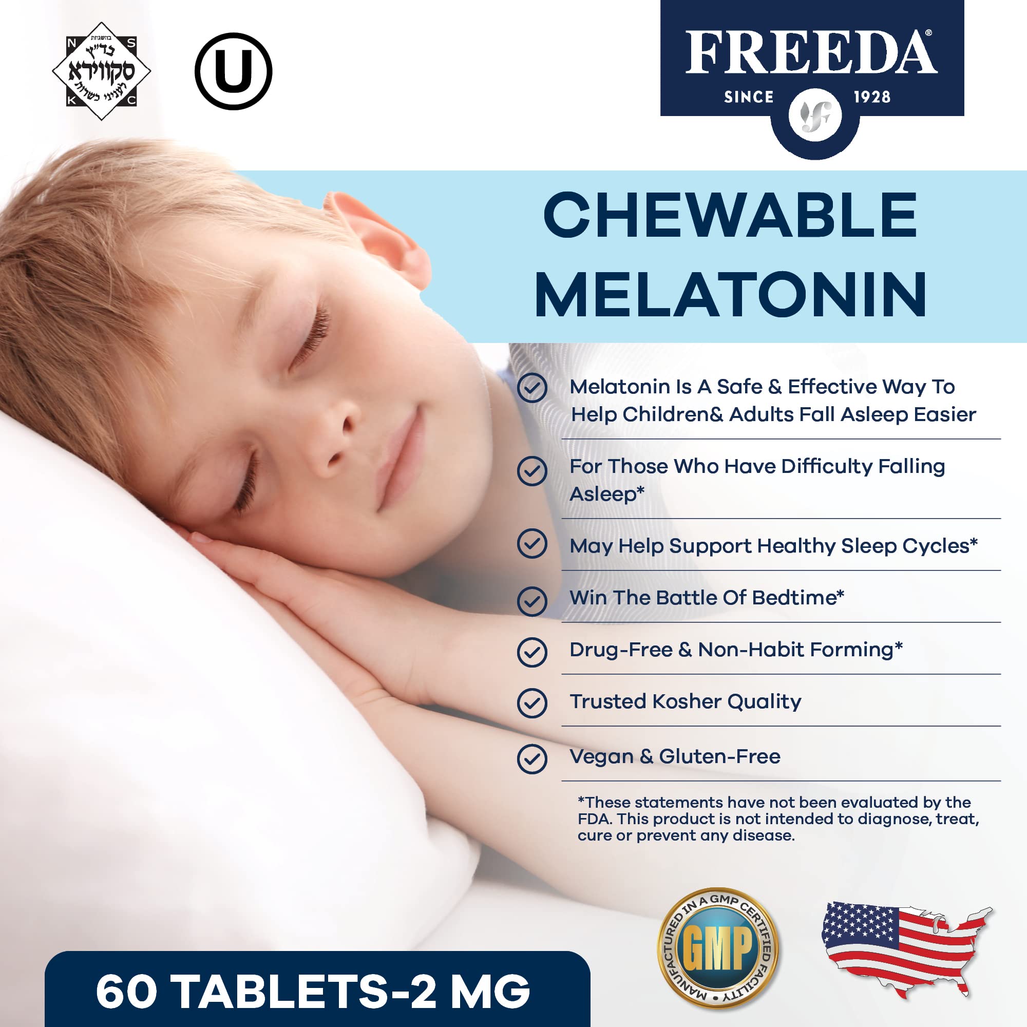 FREEDA Melatonin chewable tablets packaging