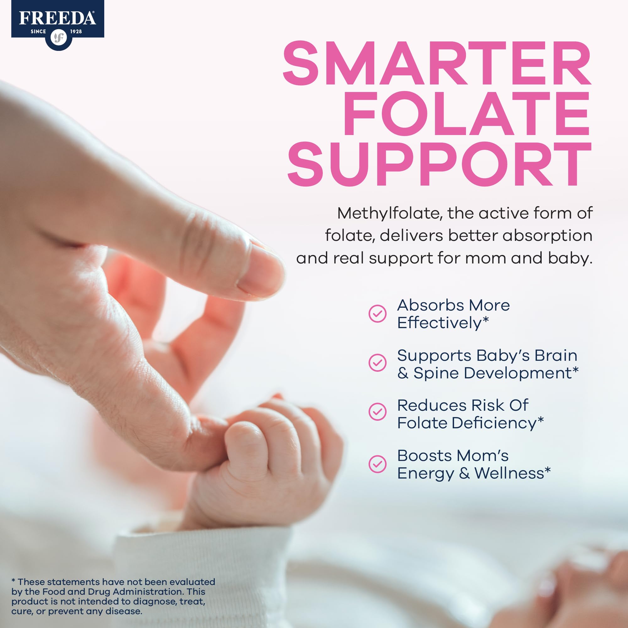 FREEDA Mini Prenatal Vitamins ingredients list on packaging