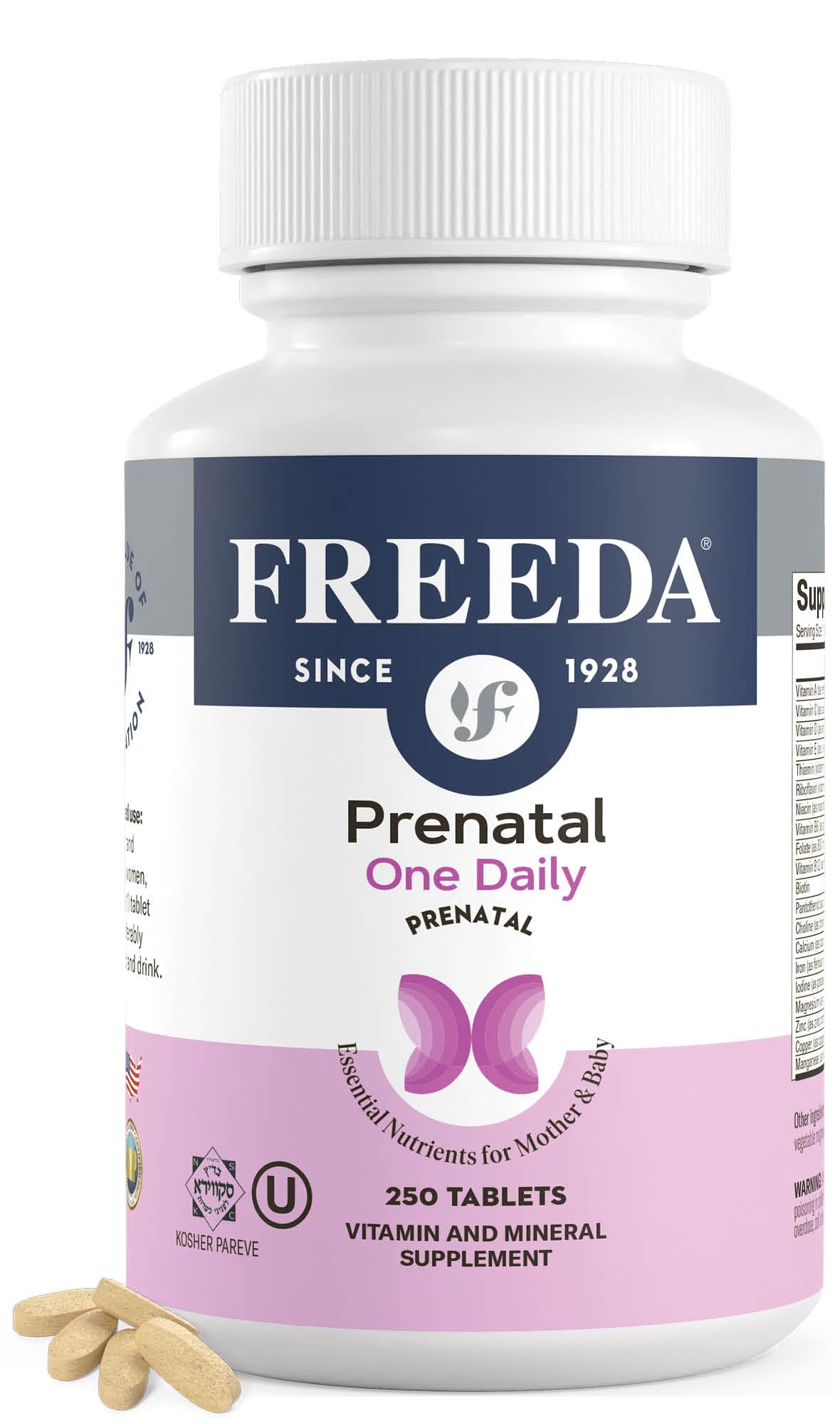 FREEDA Prenatal One Daily Multivitamin 60 Tablets front view