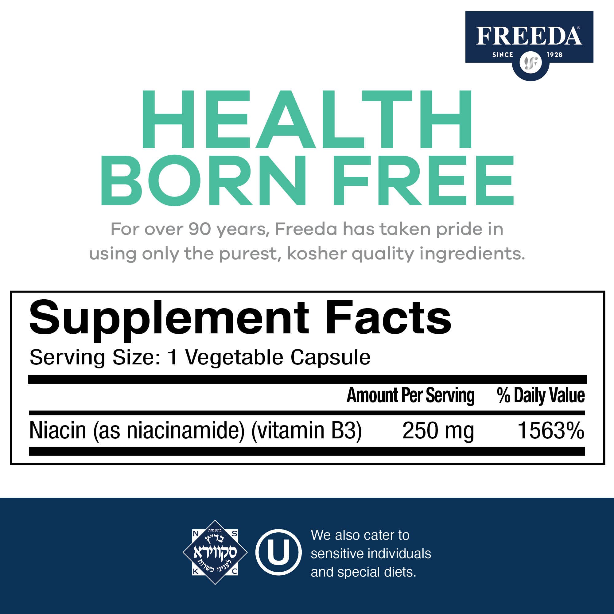 FREEDA Pure Niacinamide Vitamin B3 Capsules close-up of capsules