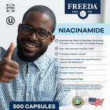 FREEDA Pure Niacinamide Vitamin B3 Capsules side view with label