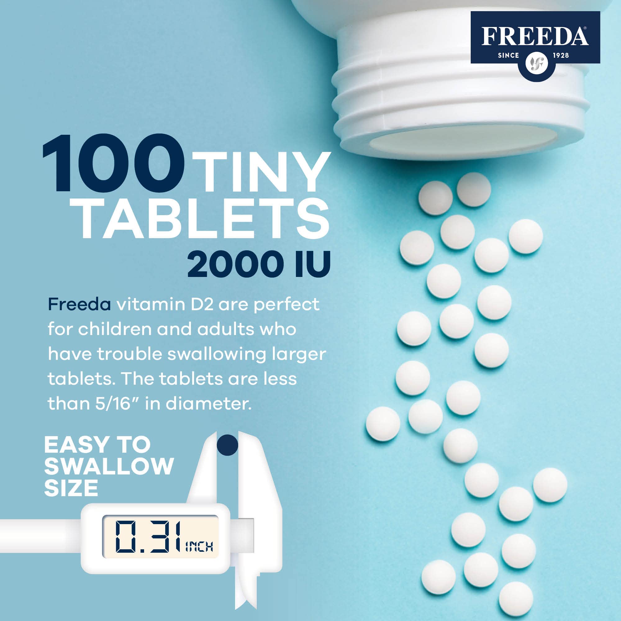 FREEDA Vegan Vitamin D2 supplement bottle with label