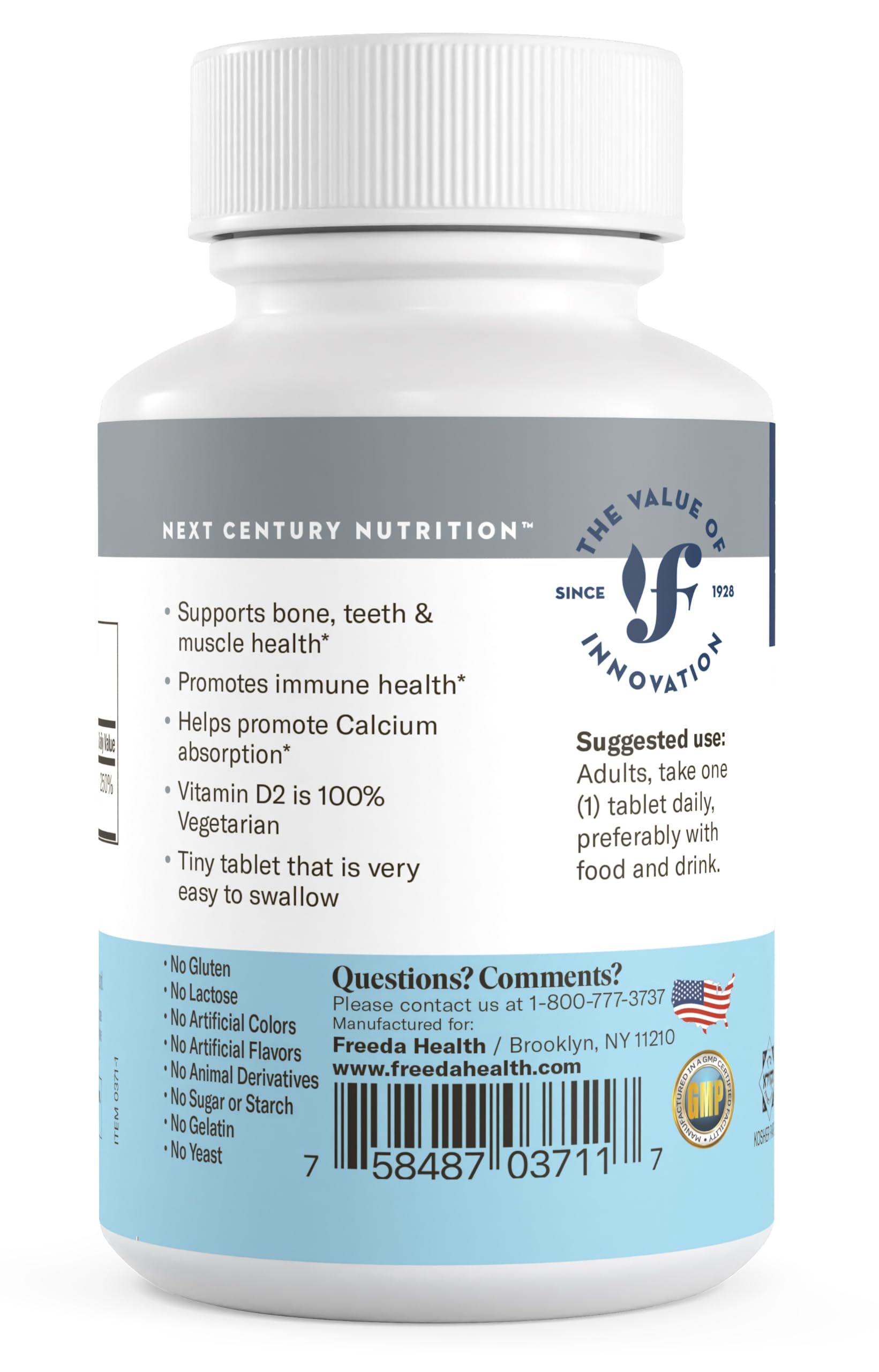FREEDA Vegan Vitamin D2 supplement on a wooden table