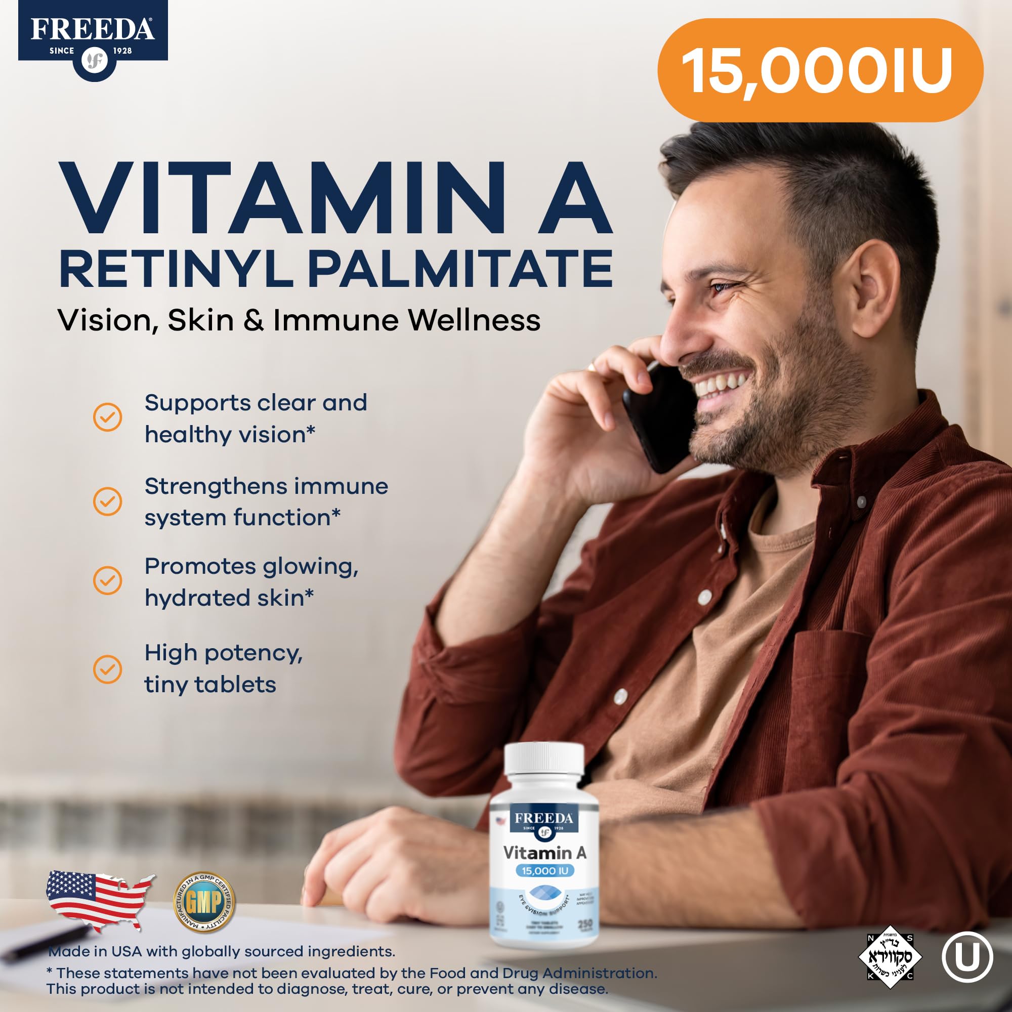 FREEDA Vitamin A Supplement 15,000 IU side view