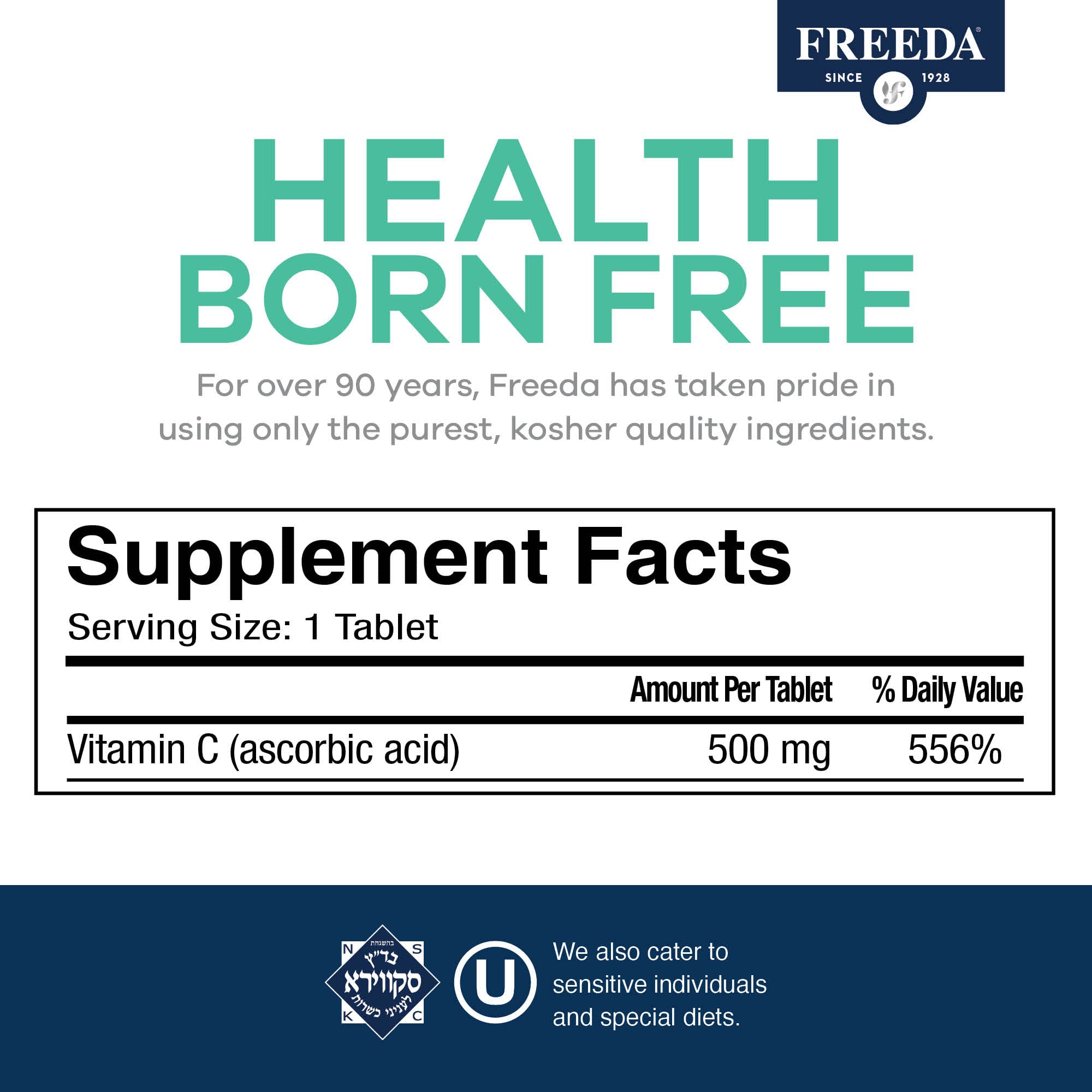 FREEDA Vitamin C 500mg tablets packaging