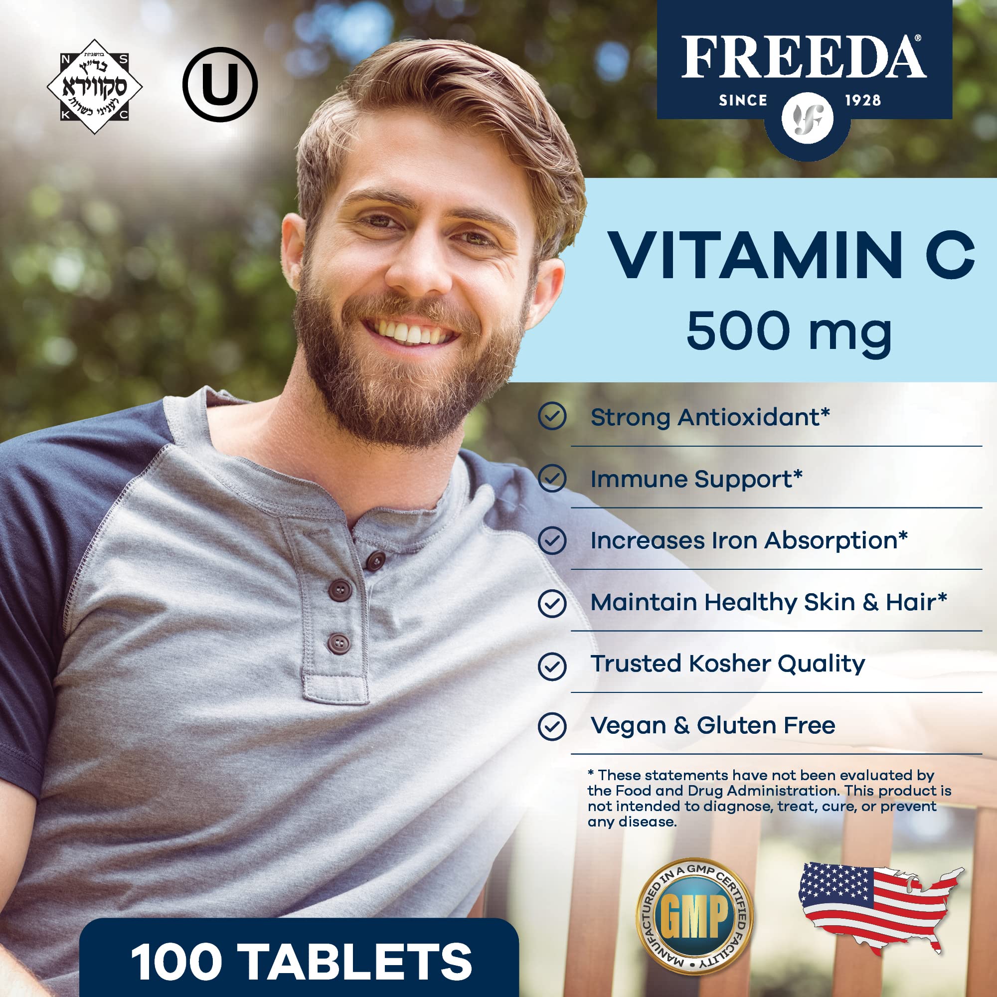 FREEDA Vitamin C 500mg tablets side view