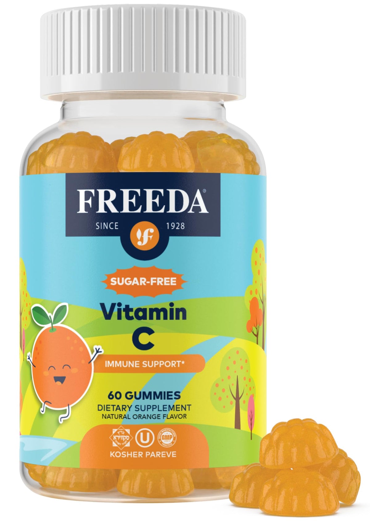 FREEDA Vitamin C Gummies for Kids front view with orange flavour
