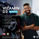 FREEDA Vitamin D3 5000 IU supplement side view
