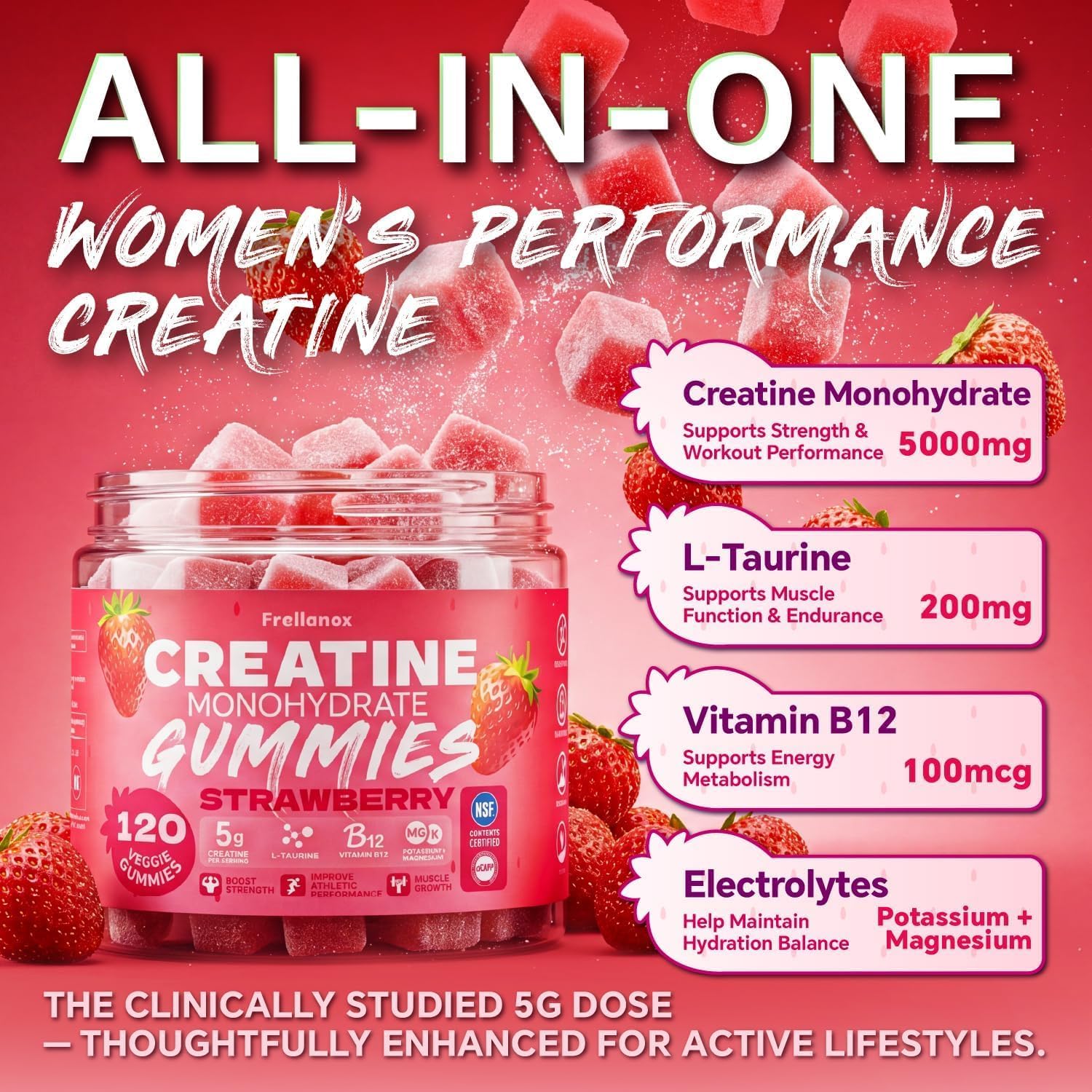 Frellanox Creatine Gummies in a bowl showing texture