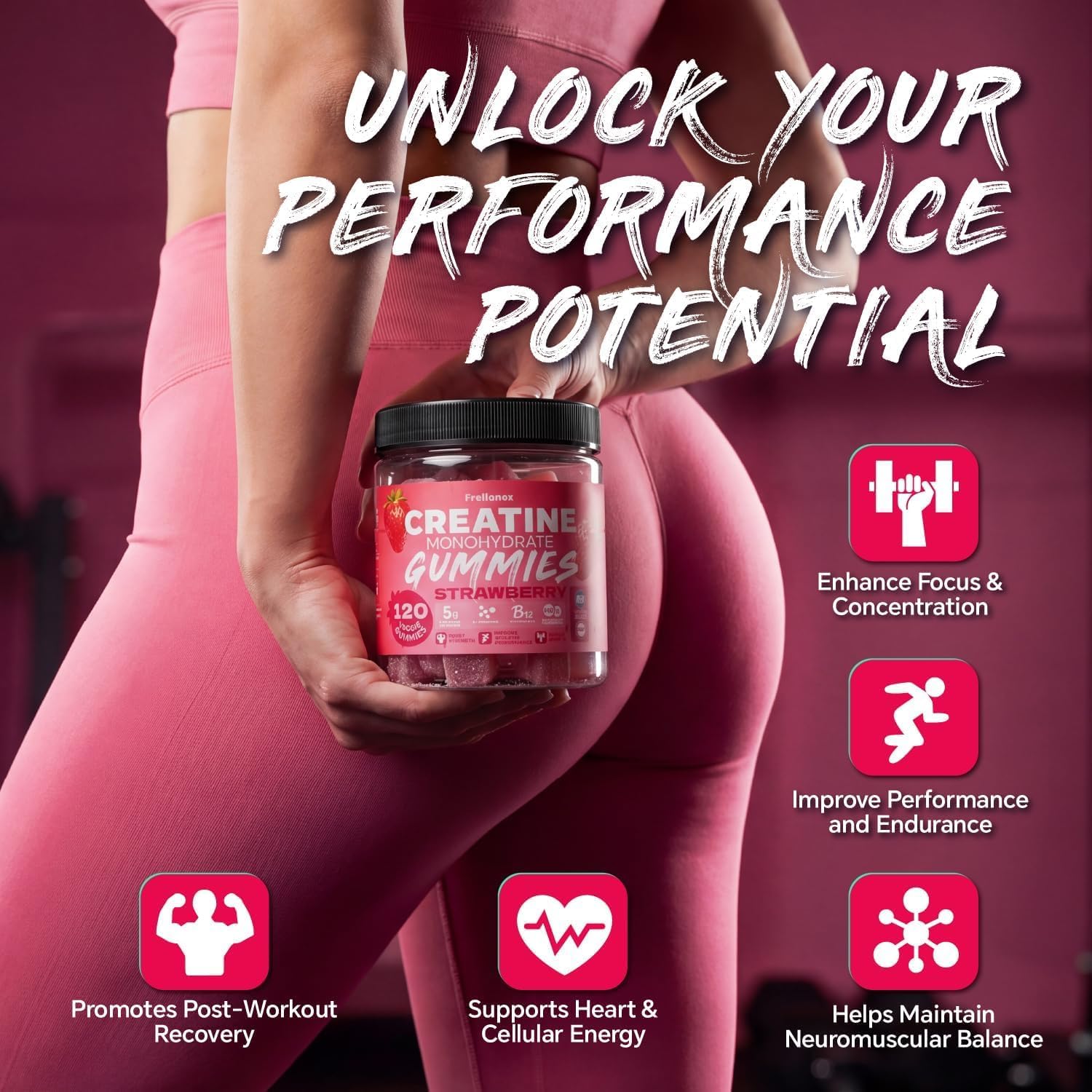 Frellanox Creatine Gummies packaging with nutritional information
